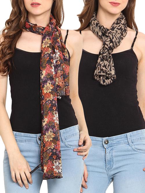 set of 2 multicolored printed scarves - 9735861 - Very Small Image - 1