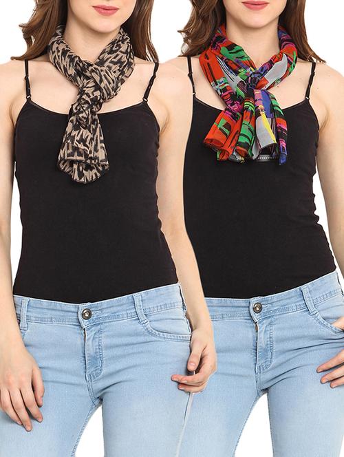 set of 2 multicolored printed scarves - 9735874 - Very Small Image - 1