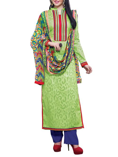 green and blue embroidered unstitched suit set - 9736711 - Very Small Image - 1