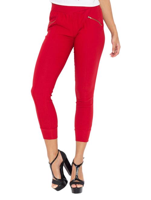 red polyester jeggings - 9738623 - Very Small Image - 1