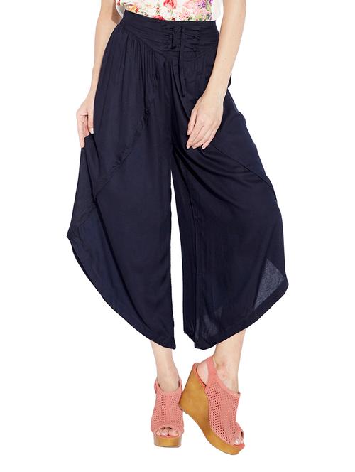 navy rayon trouser - 9738694 - Very Small Image - 1