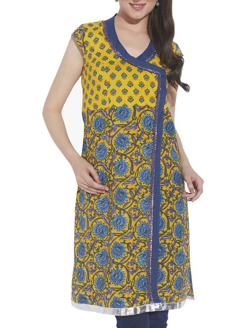 yellow cotton kurta - 9738903 - Very Small Image - 1