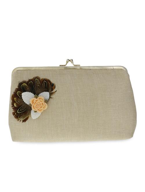 beige embellished jute clutch - 9742087 - Very Small Image - 1