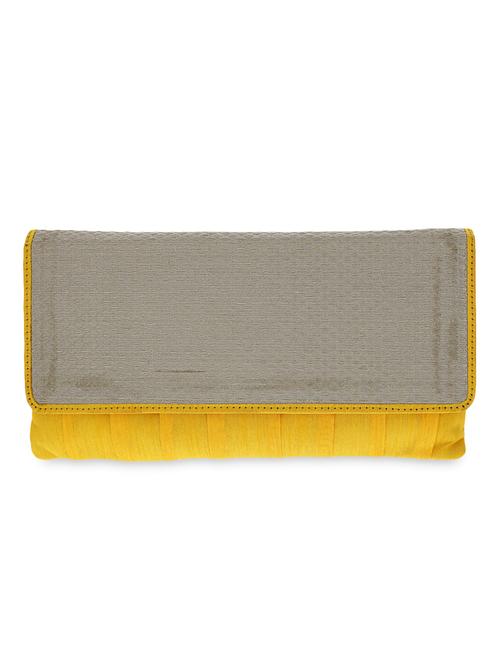 yellow and beige raw silk and brocade clutch - 9742096 - Very Small Image - 1
