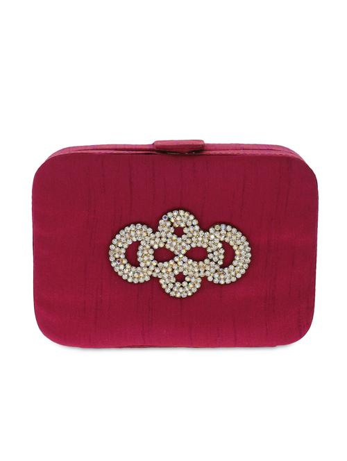 maroon embellished raw silk clutch - 9742105 - Very Small Image - 1