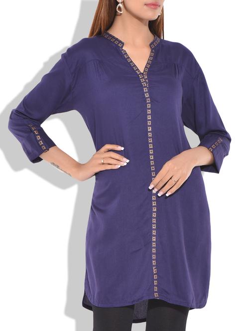 Cotton Viscose Hand Block Printed Tunic - 9742384 - Very Small Image - 1