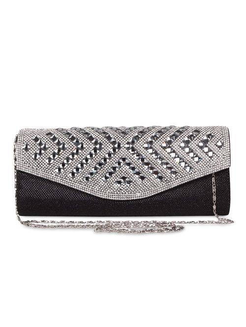 black pu embellished clutch - 9742828 - Very Small Image - 1