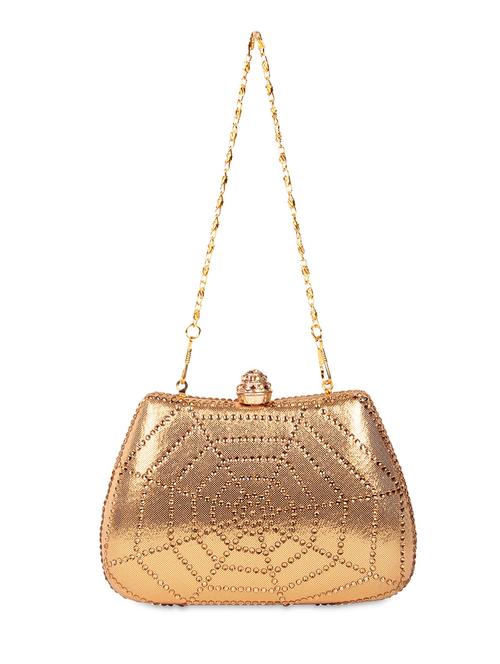 golden pu embellished clutch - 9742830 - Very Small Image - 1