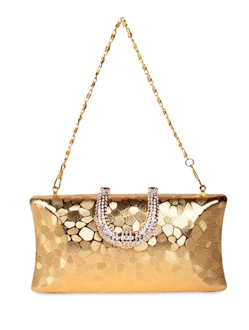 golden pu embellished clutch - 9742850 - Very Small Image - 1