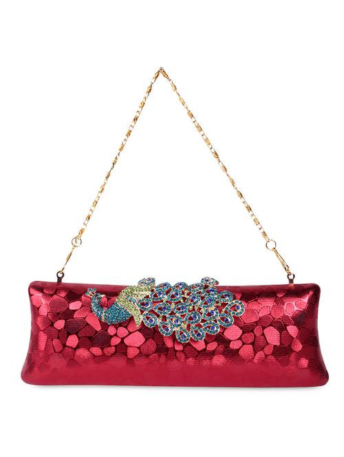 red pu embellished clutch - 9742853 - Very Small Image - 1