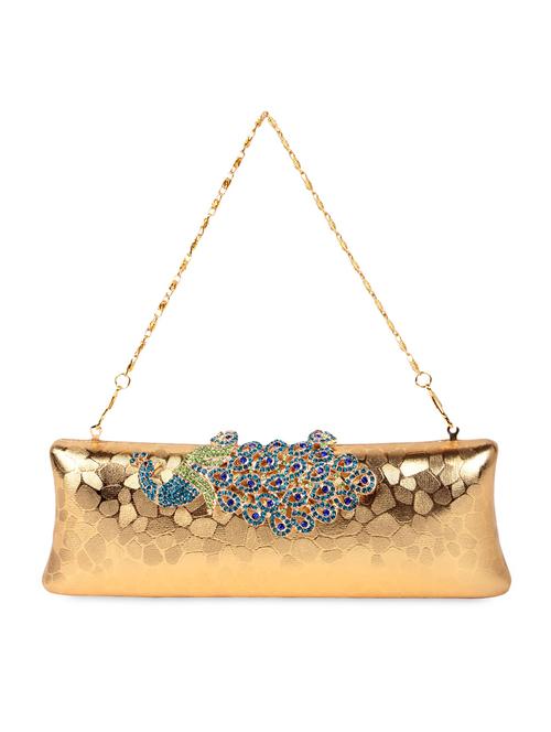 golden pu embellished clutch - 9742854 - Very Small Image - 1