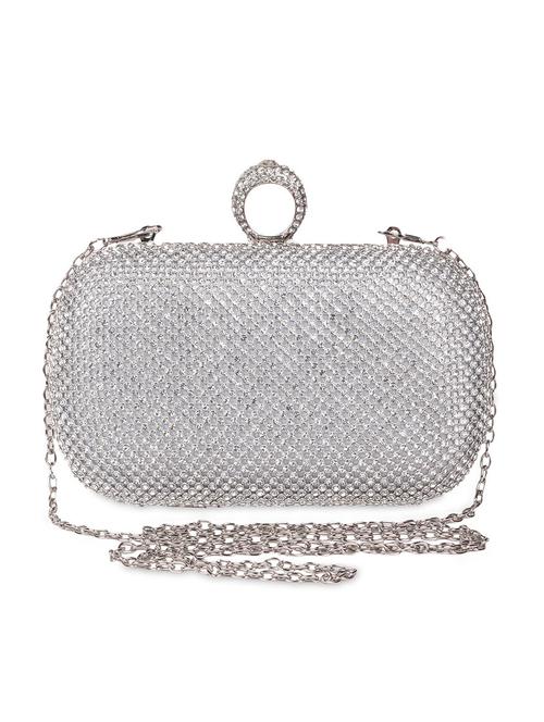 silver pu embellished clutch - 9742865 - Very Small Image - 1