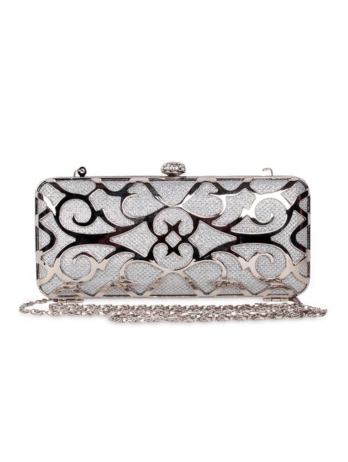silver pu embellished clutch - 9742876 - Very Small Image - 1
