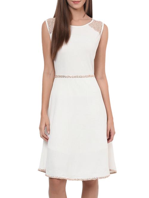 white sequined fit and flare dress - 9743800 - Very Small Image - 1