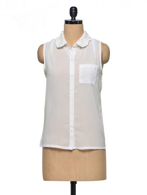 white sheer polyester top - 974974 - Very Small Image - 1