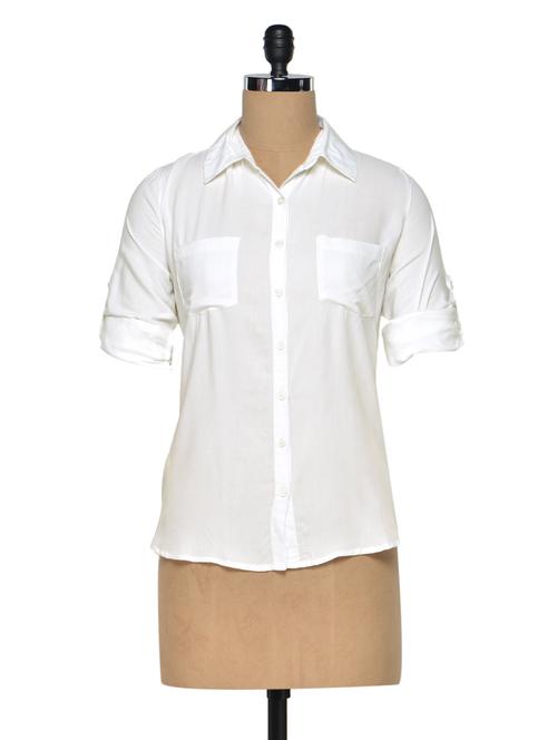 white plain viscose shirt - 974994 - Very Small Image - 1
