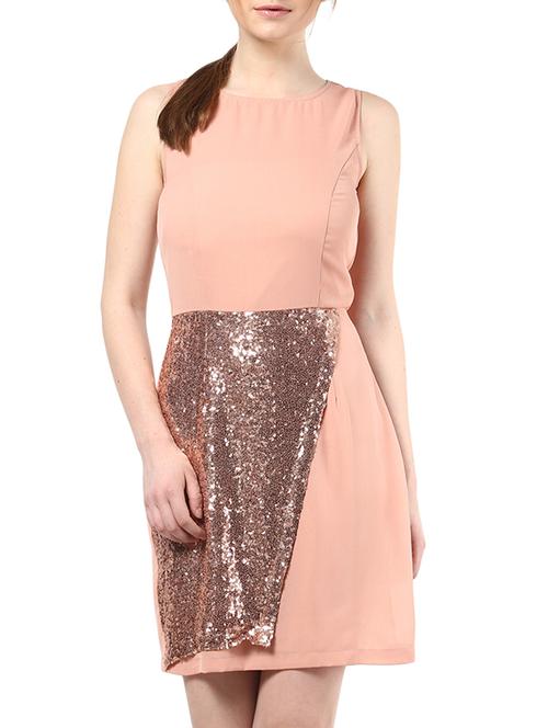 the vanca peach sequined overlap dress - 9750581 - Very Small Image - 1
