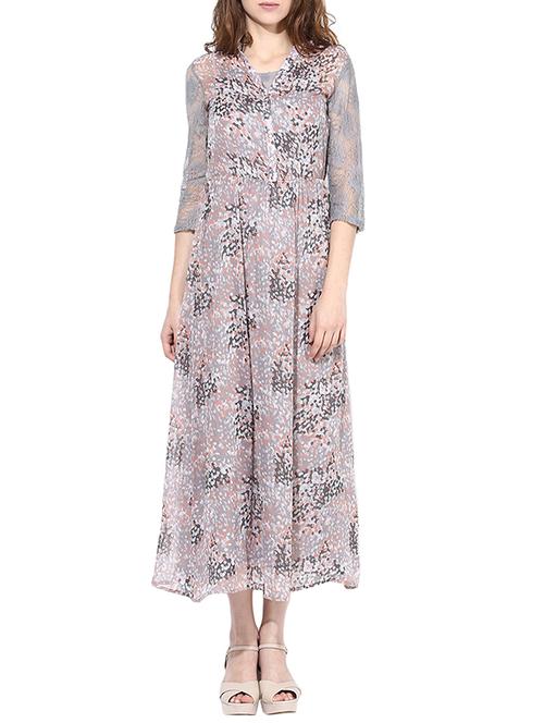 the vanca grey printed chiffon maxi dress - 9750601 - Very Small Image - 1