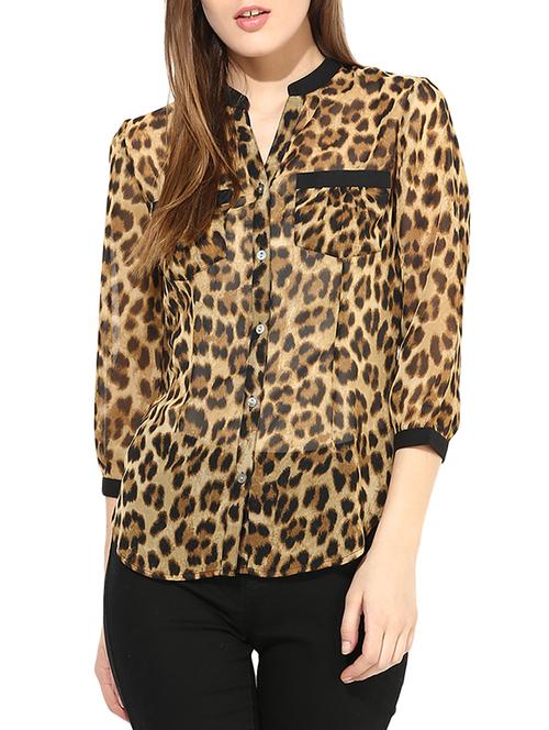 the vanca brown animal print georgette top - 9750722 - Very Small Image - 1