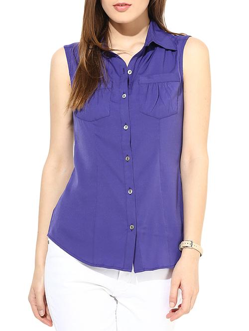 the vanca solid violet sleeveless shirt - 9750731 - Very Small Image - 1
