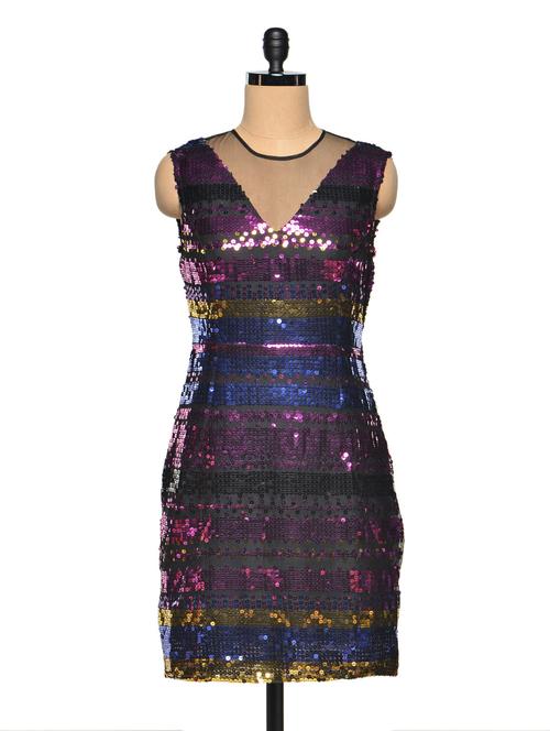 multicolor sequined sleeveless sheath dress - 975093 - Very Small Image - 1