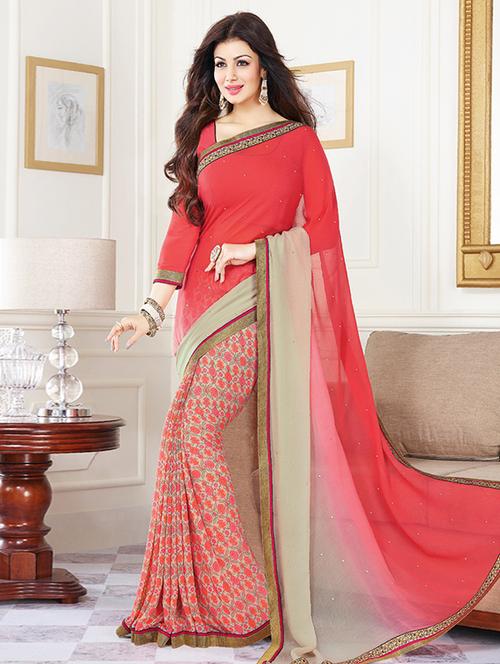 light pink georgette saree - 9756074 - Very Small Image - 1
