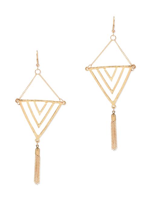 triangle shaped metal tassel earrings - 9761937 - Very Small Image - 1
