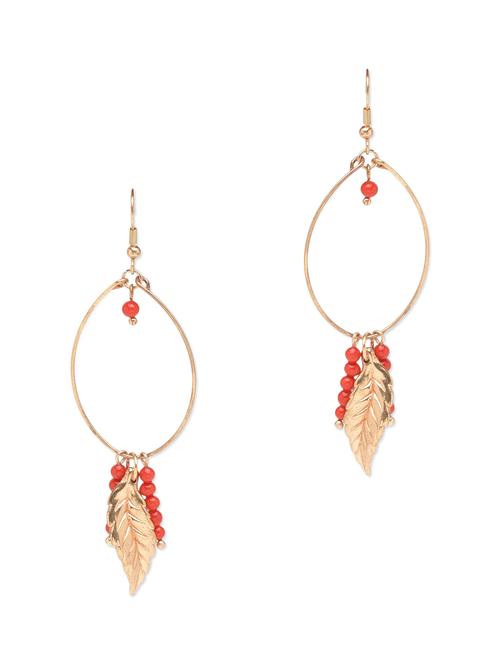 leaf charm drop earrings - 9761943 - Very Small Image - 1