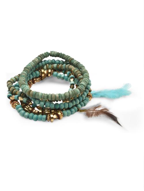 set of 6 beaded feather bracelets - 9761977 - Very Small Image - 1