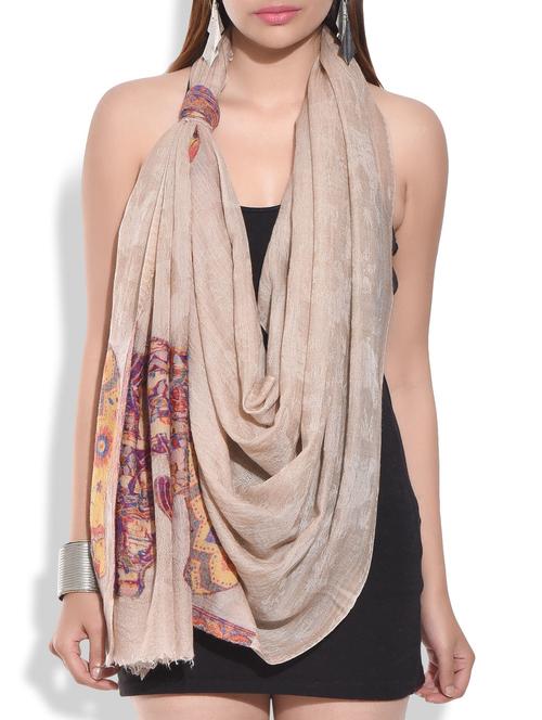 light brown jacquard dupatta - 9763883 - Very Small Image - 1