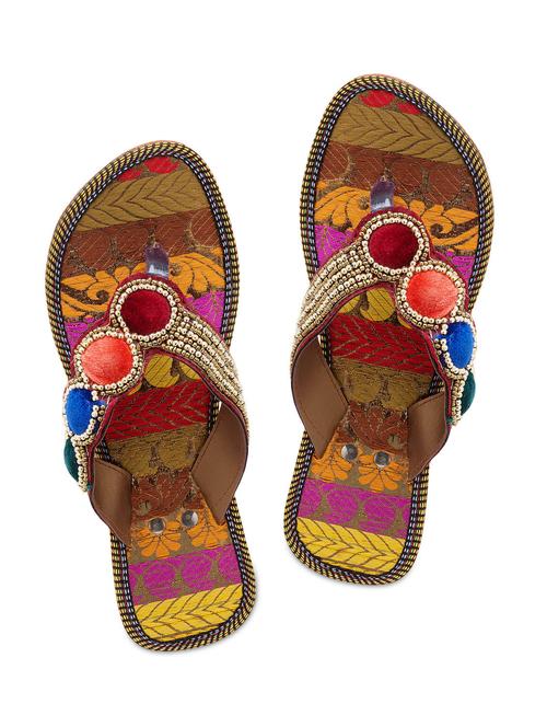 multi colour Leather Mojaris - 9764136 - Very Small Image - 1