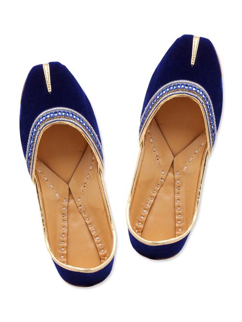 blue colour Velvet Mojaris - 9764180 - Very Small Image - 1