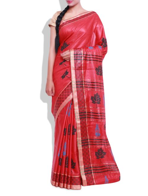 red cotton saree - 9765812 - Very Small Image - 1