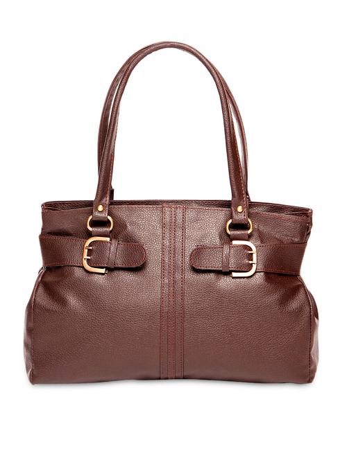 brown textured leatherette handbag - 9766143 - Very Small Image - 1