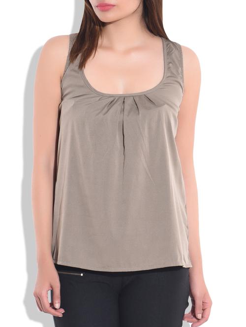 olive green polyester, lace top - 9766759 - Very Small Image - 1