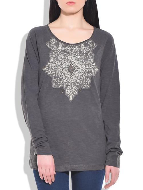 grey cotton knit top - 9766766 - Very Small Image - 1