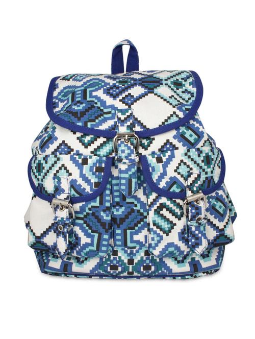 blue canvas printed backpack - 9767232 - Very Small Image - 1