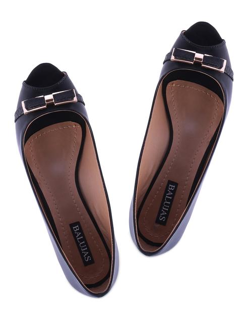 black synthetic leather open toe ballerinas with bow - 976971 - Very Small Image - 1