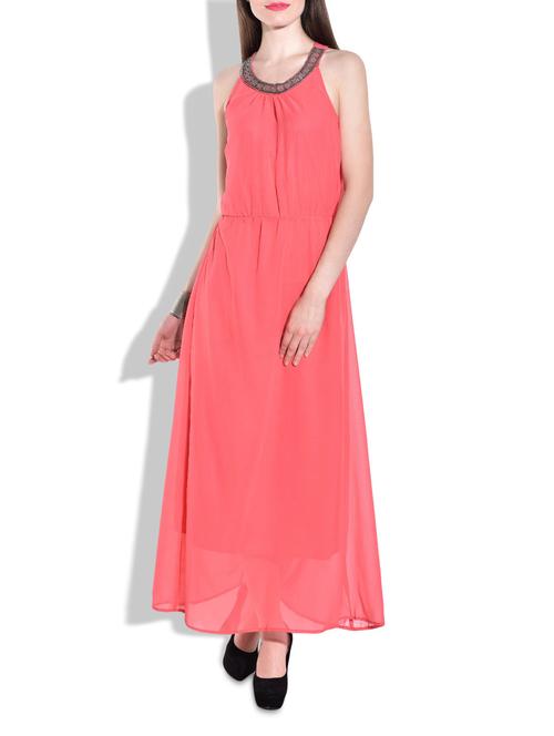 peach full long dress - 9770533 - Very Small Image - 1