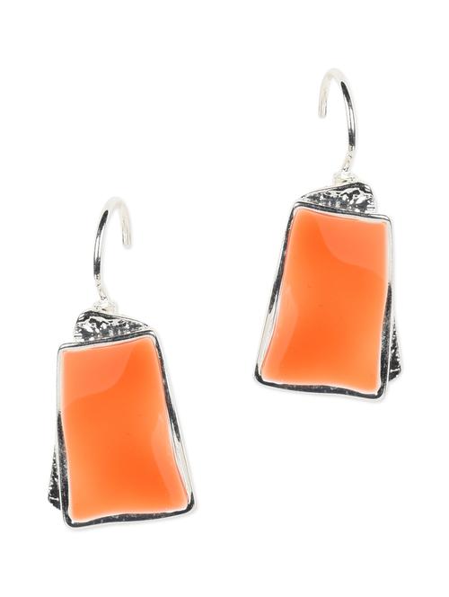 orange rectangular metal earrings - 977136 - Very Small Image - 1