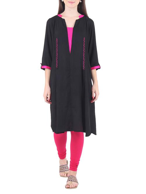 black rayon and viscose kurta - 9771681 - Very Small Image - 1