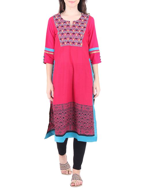 pink cotton kurta - 9771690 - Very Small Image - 1