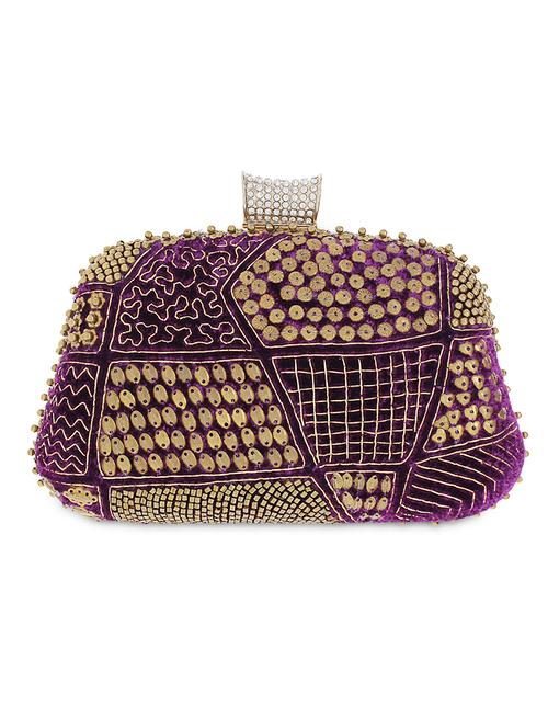 purple embellished velvet clutch - 9771718 - Very Small Image - 1