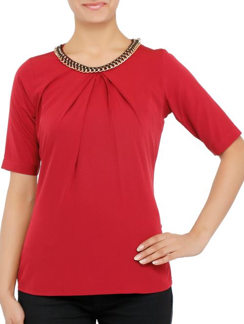 red crepe top - 9771953 - Very Small Image - 1