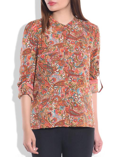 multicolor polycrepe printed shirt - 9775751 - Very Small Image - 1