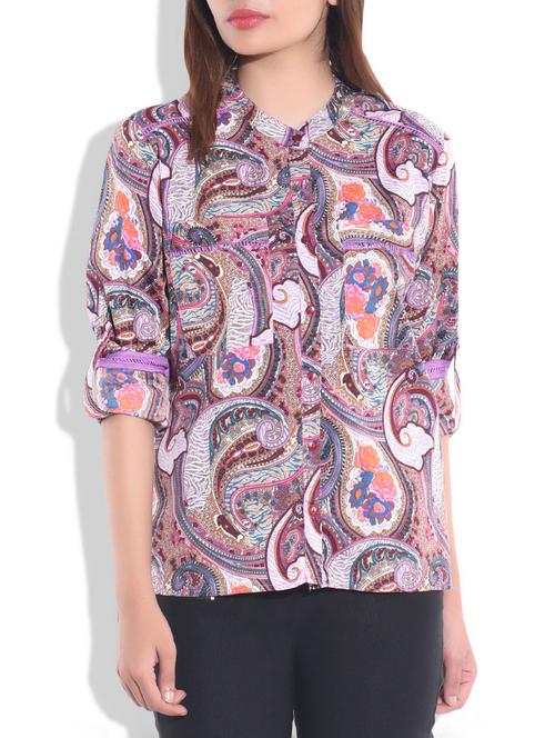 multicolor polycrepe printed shirt - 9775752 - Very Small Image - 1