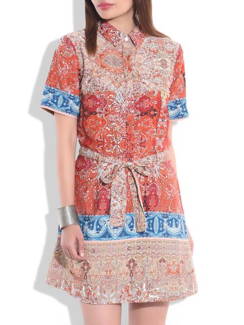 multicolor printed a-line dress - 9775757 - Very Small Image - 1