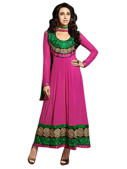 magenta embroidered unstitched suit set - 9776156 - Very Small Image - 1
