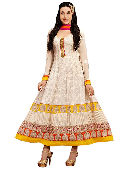 white embroidered unstitched suit set - 9776160 - Very Small Image - 1