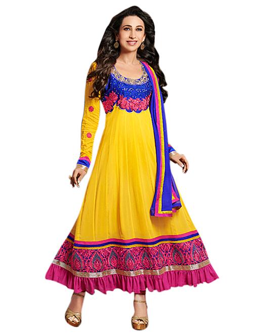 yellow embroidered unstitched suit set - 9776166 - Very Small Image - 1